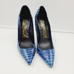 Stiletto Pumps 'Kash' by LFL Lust For Life Blue/Teal Leather Size 7  PRE-OWNED